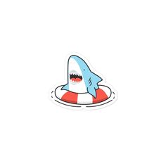 a sticker with a shark on it