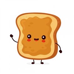 a toasted bread character with eyes and arms