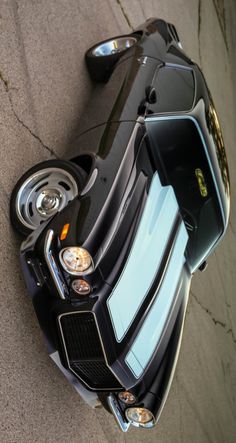 the top view of a black sports car