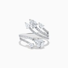 Effy Pave Classica 14k White Gold Open Shank Diamond Ring 1.0 TCW White Diamond Rings, 14k White Gold Diamond Ring, Swirl Ring, Gold Diamond Ring, White Gold Diamond Rings, Effy Jewelry, Jewelry Stand, Affirmation Cards, Diamond Jewellery