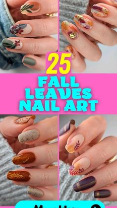 Nail Stamp Kit, Fall Leaves Nail Art, Brown Nail Art, Yellow Nail Art, Pretty Nail Polish, Toe Nail Color, Summer Toe Nails, Nails Trends