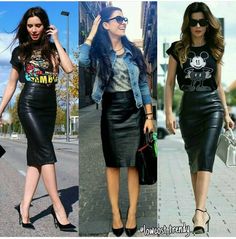 Pencil Skirt Outfits, Leather Skirts, Wardrobe Tips, Outfits Chic, Nice Style, Hottest Fashion Trends