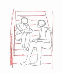 a drawing of two people sitting next to each other