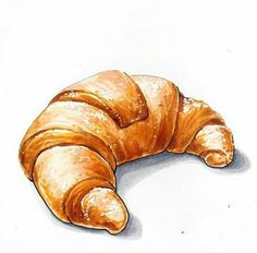 a drawing of a croissant laying on its side