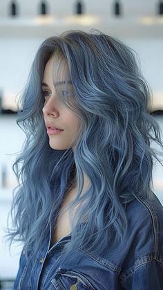 26 Blue Hair Color Ideas to Amp Up Your 2024 Style Blue Mercury Hair Color, Silver Blue Hair Color, Hair Color Ideas 2024, Denim Hair Color, Powder Blue Hair, Light Blue Hair Color, Grey Blue Hair, Blue And Silver Hair, Smokey Blue Hair