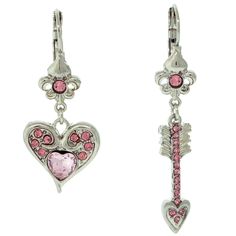 Love Heart & Arrow Dangle Earrings For Women Beaded Earrings Tutorials, Stone Rose, Pink Doll, Bow Jewelry, Earring Tutorial, Couture Jewelry, Fashion Jewelry Earrings, Heart With Arrow, Pink Rhinestones