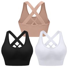 PRICES MAY VARY. ✔Classic Design: Our sports bra features a square neck, wide strap design,crisscross back adds a touch of style to your workout attire that is sure to turn heads at the gym or on the go. ✔High Support: With removable cups and high support material, our workout bra provides the perfect balance of comfort and support for your active lifestyle. From lounging to high intensity activities,this bra fits perfect. ✔Quality Material：Made with stretchy, lightweight, and breathable materia Padded Sports Bra For Women, Yoga Sports Bra With Seamless Crisscross Design, Yoga Sports Bra Seamless Crisscross, Seamless Crisscross Sports Bra For Yoga, Yoga Crisscross Seamless Sports Bra, Stretch Sports Bra With Cross Back Straps, Stretch Cross Back Sports Bra With Straps, Seamless Crisscross Sports Bra For Gym, Medium Support Seamless Sports Bra With Cross Back