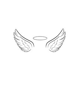 the outline of two wings with an oval in the middle on a white background,