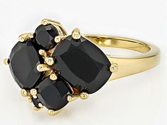 5.14ctw Black Spinel 18k Yellow Gold Over Sterling Silver Ring. Measures Approximately 0.71"L x 0.56"W. Not Sizeable. Black Spinel Jewelry, Spinel Jewelry, Black Spinel, Sterling Silver Ring, Silver Ring, Sterling Silver Rings, Silver Rings, Yellow Gold, Sterling Silver