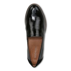 Kensley Loafer Classic Black Medium Width Loafers, Timeless Black Loafers With Stitched Sole, Luxury Black Loafers With Lug Sole, Black Slip-on Loafers With Lug Sole, Black Slip-on Loafers With Stitched Sole, Vionic Shoes, Lug Sole, Patent Leather, Heel Height