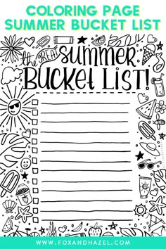 a summer bucket list with lots of things to do and some fun writing on it