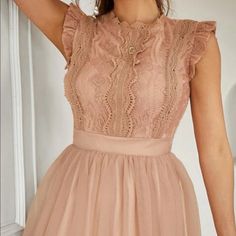 Brand New Beautiful Dusty Pink Lace Dress. Very Comfortable With A Seamless Zipper In The Back. Perfect For A Wedding Event Or Just To Wear On A Casual Summer Day. Feminine Sleeveless Mini Dress For Wedding Guest, Sleeveless Lace Dress For Summer Wedding, Sleeveless Lace Bridesmaid Dress With Ruffles, Bridesmaid Sleeveless Lace Dress With Ruffles, Feminine Stretch Lace Dress, Summer Sleeveless Lace Bridesmaid Dress, Sleeveless Lace Mini Dress For Wedding Guest, Sleeveless Lace Dress With Ruffles For Brunch, Sleeveless Lace Dress For Summer Bridesmaid