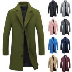 Men's Fashion Solid Color Overcoat Button-up Lapel Collar Winter Warm Coat Tops Description: Gender: Men, Males, Boys Style: Men's Fashion Solid Color Overcoat Pattern Type: Solid Color Color: Khaki, Royal Blue, Light Gray, Dark Gray, Pink, Green, Navy Blue, Wine Red, Black (Optional) Size: M, L, XL, XXL, 3XL, 4XL, 5XL (Follow the size chart to select please) Material: Polyester Cotton Neckline: Lapel Collar Length: Hips Sleeve Length: Long Sleeve Season: Autumn, Winter Occasions: Casual, Travel Overcoat Pattern, Boys Style, Warm Coat, Season Autumn, Color Khaki, Lapel Collar, Wine Red, Boy Fashion, Blue Light