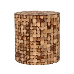 a wooden stool made out of wood with small squares on the top and one side