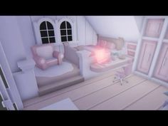 a virtual view of a living room with pink furniture