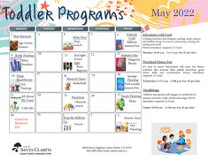 the calendar for toddler programs is shown