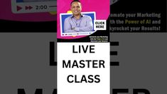 a sign that says live master class next to an image of a man in a blue shirt