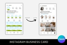 the instagram business card is shown with an arrow pointing to it