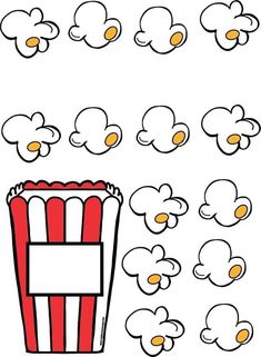 an image of some popcorns with clouds in the sky above them and on top of each other