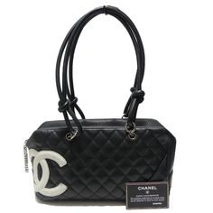 Chanel Cambon Line Coco Mark Mini Bowling Bag Black White Mini Bowling, Chanel Cambon, Bowling Bag, Bowling Bags, Chanel Bags, Bago, Bowling, White Color, Coco