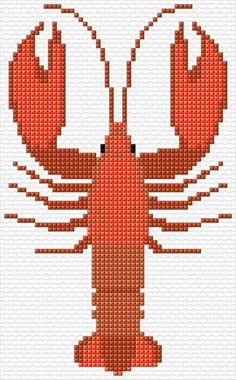 a red lobster cross stitch pattern on a white background with the words, craw