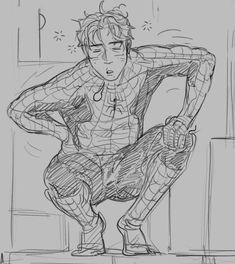 a drawing of spider man sitting on the floor