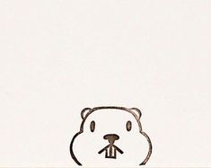 a drawing of a bear holding a person's head in front of a white background