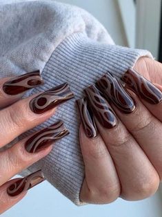 Cute Acrylic Nail Designs, Classy Acrylic Nails, Brown Nails, Minimalist Nails, Fire Nails, Funky Nails, Pretty Acrylic Nails, Dope Nails