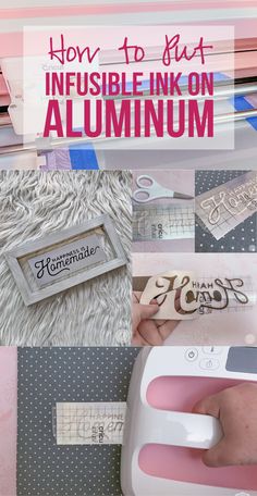 the words how to put in invisible ink on aluminum foil are shown above pictures of various types of stamps