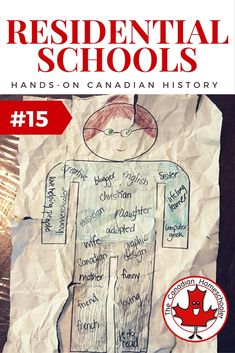 the cover of an article about residential schools, with a drawing of a man on paper