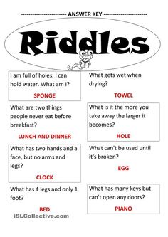 riddles worksheet for kids to learn how to read riddles in english