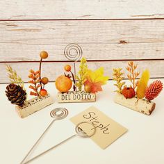 an assortment of fake plants and decorations on a table with a sign that says del rotto