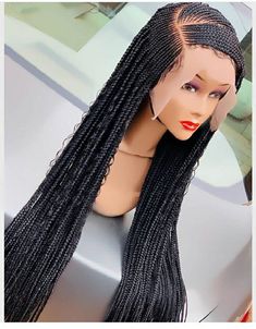 Beautiful  cornrow on a front lace wigEach wig unit is carefully hand-made by professional braiders. The braids can last for years. For a natural look, the wigs can be made with a lace closure, lace frontal or full lace. Wig care instructions and styling options are provided with each purchase. Braided wigs is the current style in vogue now look savvy, hot and fab be beautiful in a split seconds neatly made in wig cap the braids are tiny, full and light in weight wear and you are ready to go per Wig Cornrows, Faux Locs Wig, Soft Dreads, Cornrow Wig, Crochet Faux Locs, Wig Care, Accessories Goth, Ombre Braid, Passion Twists