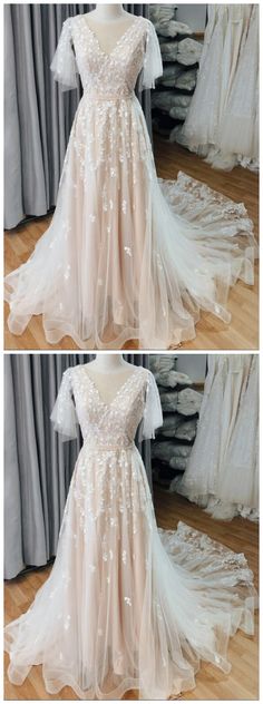 Wedding Dress With Butterfly Sleeves And Ruffles, Fitted Wedding Dress With Butterfly Sleeves, Prom Dresses With Sweep Train And Short Sleeves, Short Sleeve Dresses With Sweep Train For Prom, Butterfly Sleeve Ruffled Wedding Dress, White Short Sleeve Evening Dress, Short Sleeve Wedding Gown With Ruffles, Vintage Prom Dress, Make Your Own Dress