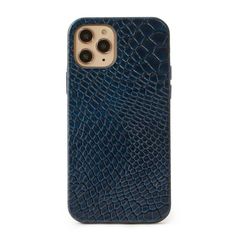 an iphone case with blue alligator skin