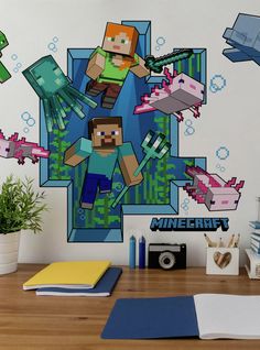 an image of a minecraft wall mural