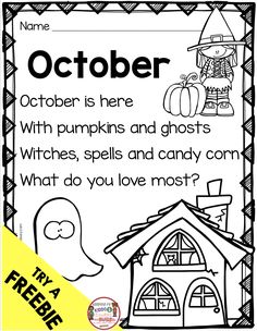 a halloween coloring page with the words october