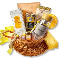 Afternoon Tea Basket Apple Blossom Gift Baskets Water Bottle Glass, Corporate Gifts Business, Rustic Bakery, Clover Honey, Lemon Shortbread, Lemon Shortbread Cookies