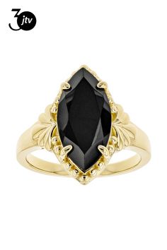 3.83ct Marquise Black Spinel 18k Yellow Gold Over Sterling Silver Solitaire Ring. Measures approximately .31"L x .74"W. Not sizeable. Finished under gallery. Black Gold Ring Women, Gold Ring Women, Black Gold Ring, Black Spinel, Ring Women, Solitaire Ring, Sterling Silver Ring, Gold Ring, Silver Ring