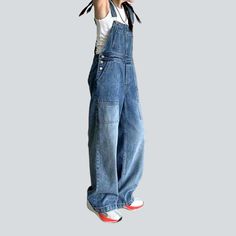 Discover our 2023 Spring-Summer Collection's Y2K-inspired Women's Denim Dungaree the perfect blend of vintage. loose and suspenders with buttons closure. Show off your unique style and make heads turn with this enduring statement piece!Distinctive Features: Y2K Style: Make a statement and stand out with this stylish. Y2K-inspired denim dungaree. It's the perfect way to add a touch of retro to your wardrobe. Vintage Design: With its quintessential silhouette. this dungaree brings classic charm an Casual Cotton Jeans With Suspenders, Medium Wash Denim Overalls With Suspenders, Denim Blue Jeans Overalls With Suspenders, Casual Jeans With Suspenders In Medium Wash, Casual Denim Blue Jeans With Suspenders, Summer Washed Straight Leg Overalls, Medium Wash Denim Jeans With Suspenders, Summer Straight Leg Washed Overalls, Summer Dark Wash Straight Leg Overalls