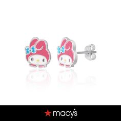 in stock Cheap Metal Hello Kitty Jewelry, My Melody And Kuromi Jewelry, Kawaii Hello Kitty Silver Jewelry, Hello Kitty Earrings Studs, Silver Hello Kitty Kawaii Jewelry, Cute Stud Earrings, Enamel Stud Earrings, Enamel Plate, Color Crafts