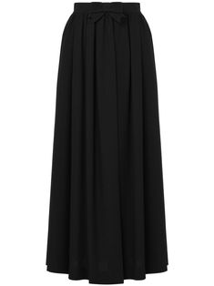 black fully pleated asymmetric design bow detailing high-waisted inner shorts two side slit pockets straight hem ankle-length Yoko London, City Dress, Summer Beach Wear, Asymmetrical Design, Lady Dior, Coat Dress, Jacket Tops, Ankle Length, Pleated Skirt