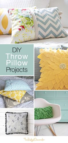 pillows that are made to look like flowers and the words, diy throw pillow projects