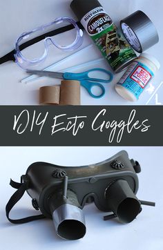 an image of some items that are on the table with text overlay reading diy eat goggles