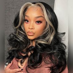 Blonde Skunk Stripe, Blonde Lace Front Wigs, Colored Wigs, Body Wave Wig, Lace Hair, Long Wigs, Blonde Color, Indian Hairstyles