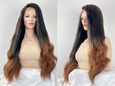 Length: 24" Density: 150% Heat Safe: Yes, Can safely be heat styled up to 350 degrees Cap Construction: 13x4 Swiss Lace Front Free Part Wig Wig Size: Small/Medium - Fits 21-22" Circumference - If you need a different size, please send a message. We can adjust the cap prior to mailing, complimentary. Balayage Auburn, Degree Cap, Auburn Balayage, Blend Wig, Swiss Lace, Heat Styling Products, Lace Front Wig, Auburn, Lace Front Wigs