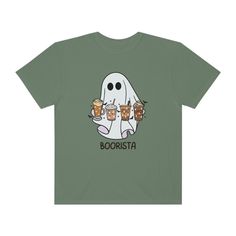 Barista Halloween Shirt Comfort Colors Halloween Shirt - Etsy Ghost Coffee, Coffee Halloween, Funny Coffee Shirts, Fall Coffee, Ghost Shirt, Sweatshirt Cute, Autumn Coffee, Ghost Halloween, Coffee Shirts