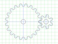 a drawing of a gear wheel on graph paper