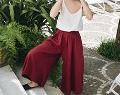 Hey, I found this really awesome Etsy listing at https://www.etsy.com/listing/621747503/clementine-trousers-culottes-linen Flared Linen Pants, Wide Linen Pants, Terracotta Linen, High Waisted Culottes, Linen Culottes, Summer Linen Pants, Linen Pants Outfit, Red Trousers, Pants Linen