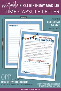 Mad lib letters are less intimidating than a blank sheet of paper! #firstbirthdaypartyideas, #firstbirthdaypartyactivities, #firstbirthdaypartygames, #firstbirthdayletters, #firstbirthdayletterstimecapsule, #firstbirthdaylettersfromfamily, #firstbirthdaylettersideas, #firstbirthdaylettersproducts, #firstbirthdaymadlibs, #printablepartygames, #boysfirstbirthdaypartyideas, #boysfirstbirthdaypartycreative, #boysfirstbirthdaypartyactivities, #firstbirthdayletterstoson, #madlibletter,#birthdayletters Boys First Birthday Party Ideas